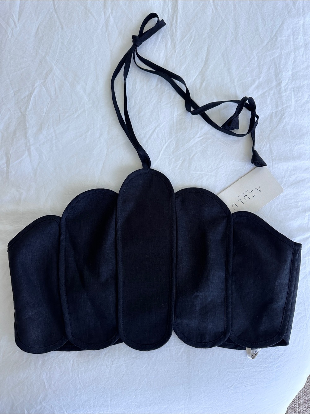 Azulu Black Scallop Halter Crop Top